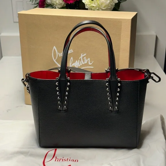 Christian Louboutin Black Cabata Tote Shoulder Bag with Red Interior NWT + COA - Picture 3 of 15